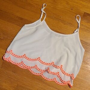 Charlotte Russe White and Orange Embellished Crop Camisole